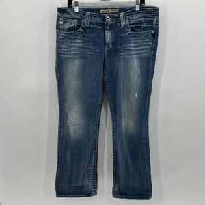 Big Star Maddie Boot Bootcut Mid Rise Dark Wash Jeans 32S Heavy Stitch 34x28.5